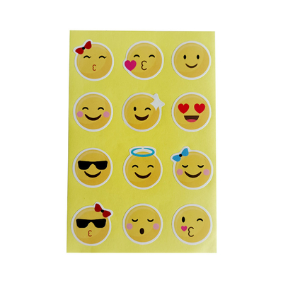Логотип эмоциональных стикеров выражения улыбки слипчивых круглых милый изготовленный на заказ