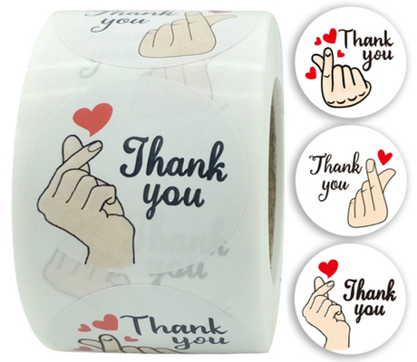Пользовательские жесты печати Цветочные благодарственные наклейки Этикетки Рулоны для заказа